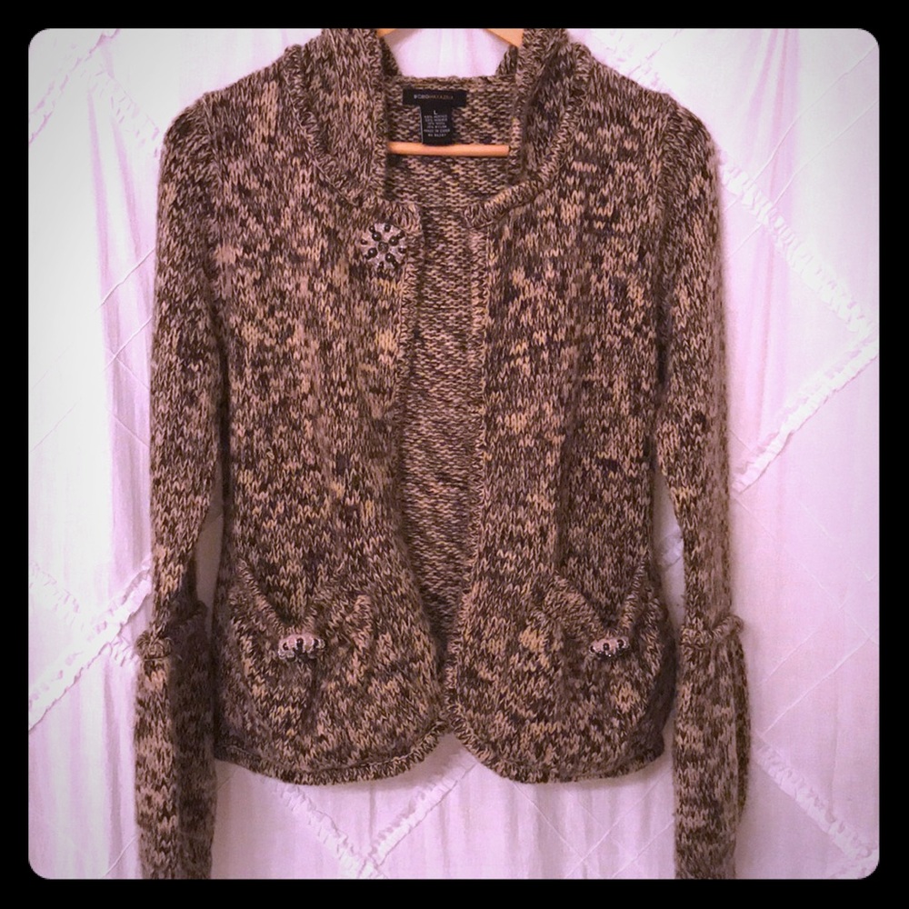 BCBG MaxAzria woolen hooded brown sweater